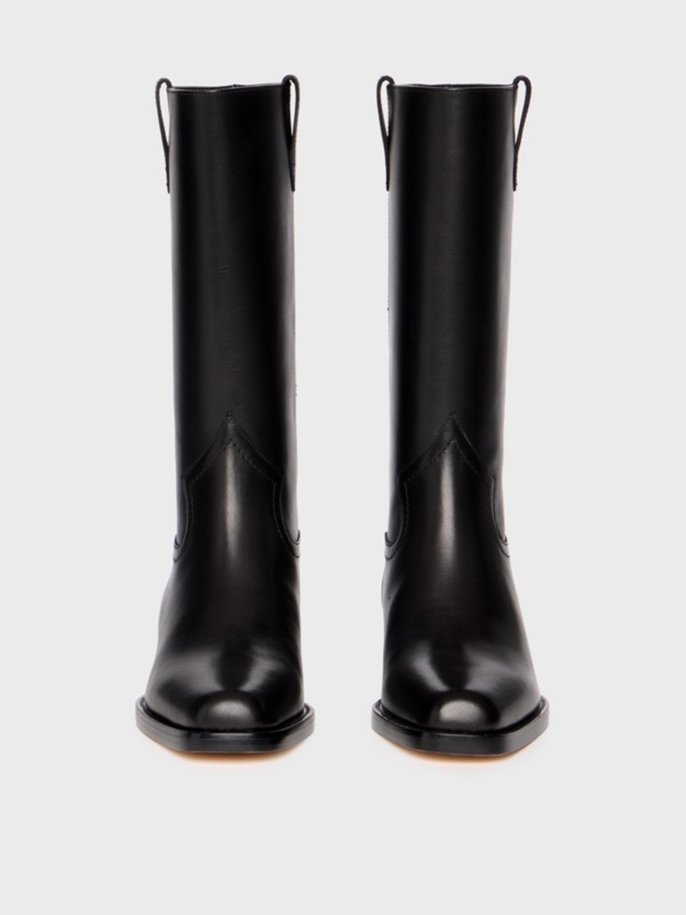 PAIGE “Goldie” Black Leather Mid-Calf Riding Boot